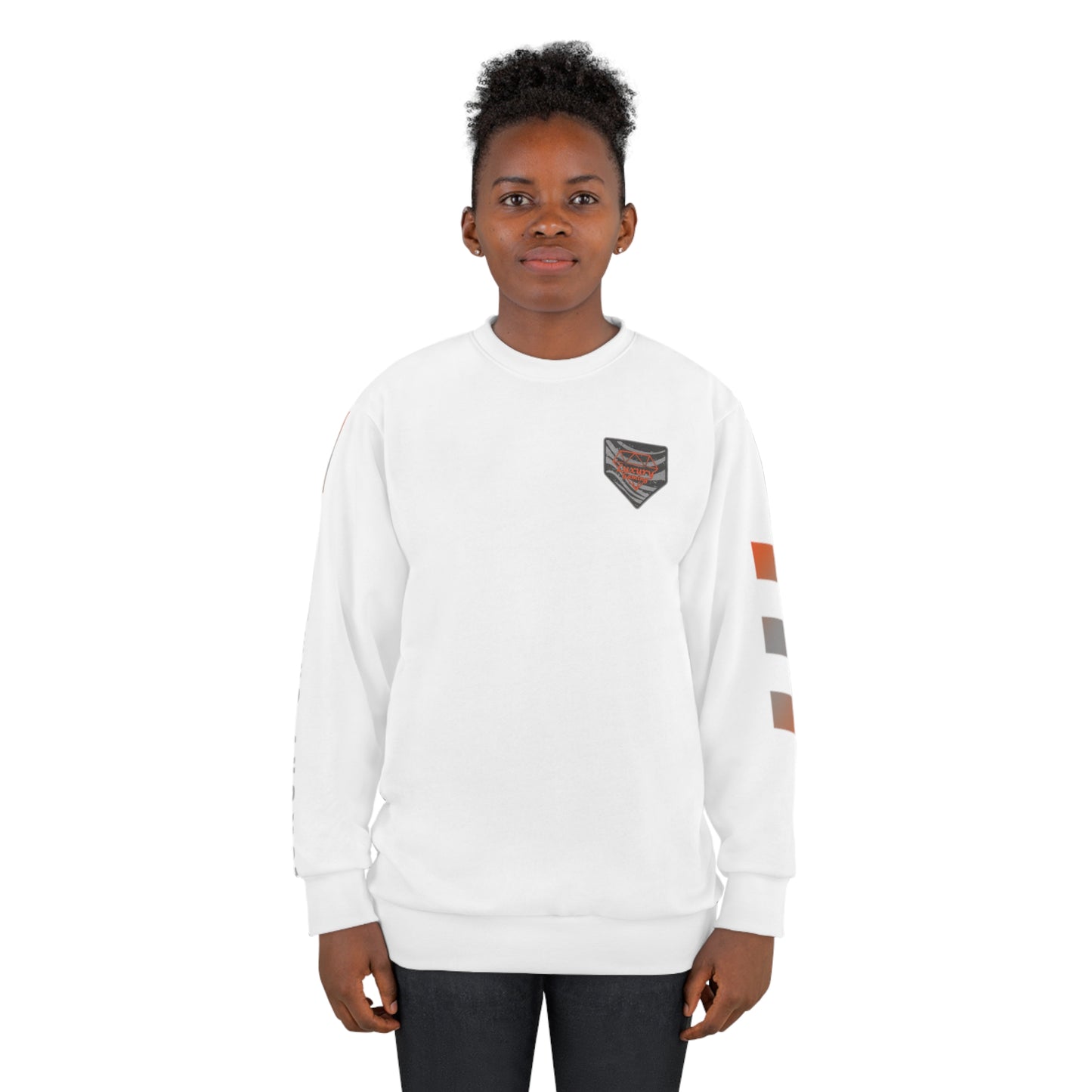 ""Vivid Pursuit:: Luxury Gaming's White & Orange Unisex Sweatshirt"