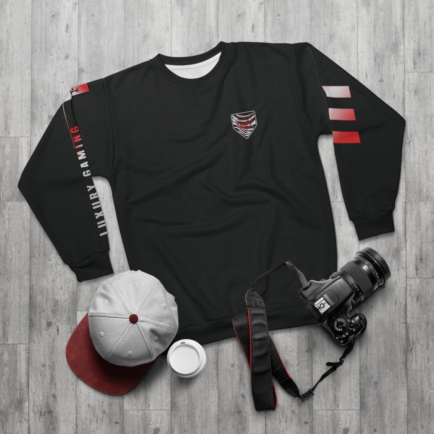 VIVID PURSUIT SWEATSHIRT- BLACK & RED