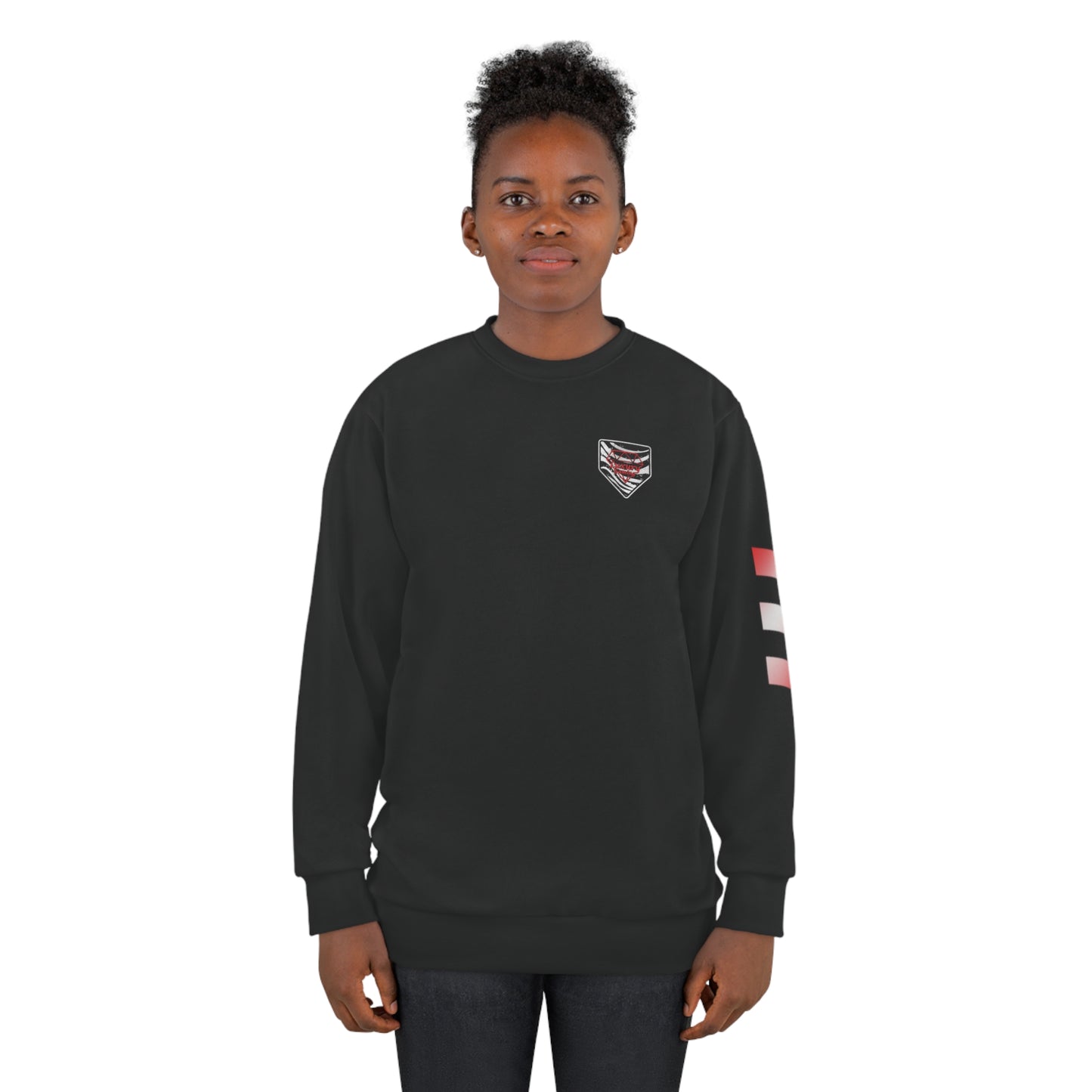 "Crimson Quest: Luxury Gaming's Black & Red Unisex Sweatshirt"