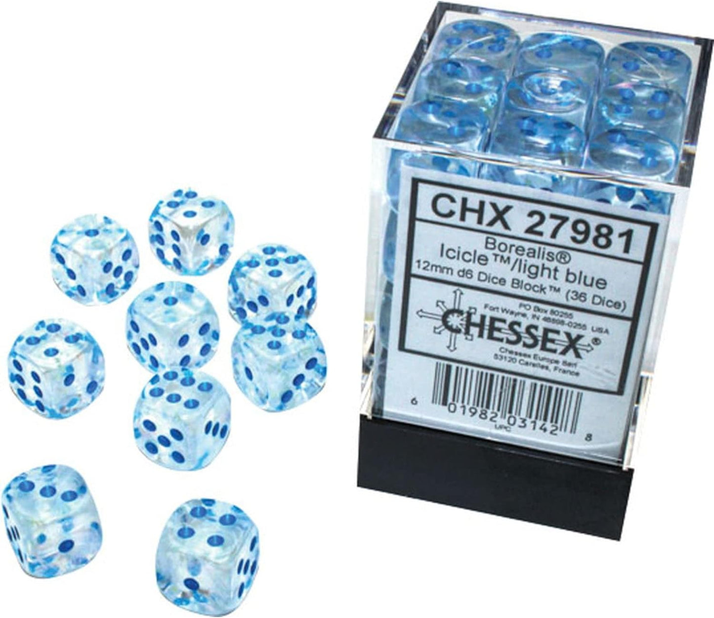 Borealis Icicle 12 mm Dice Block (36 dice)