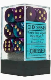 gemini purple teal gold 12 mm Dice Block (36 dice)