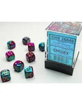gemini blue purple gold 12 mm Dice Block (36 dice)