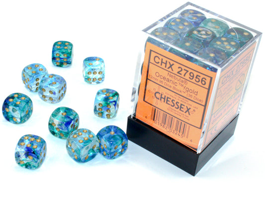 Nebula Oceanic gold luminary 12 mm Dice Block (36 dice)