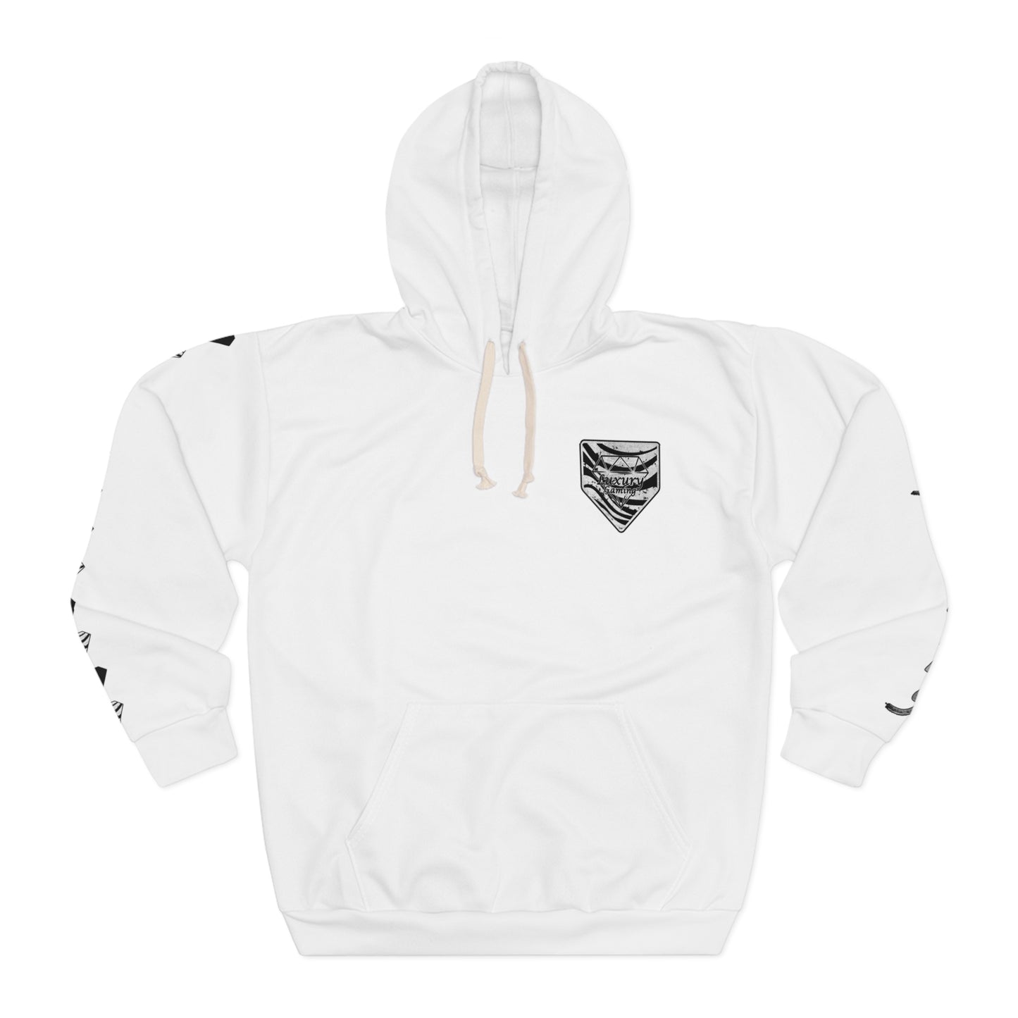 "Pinnacle Pursuit: Luxury Gaming's Black and White Unisex Hoodie"