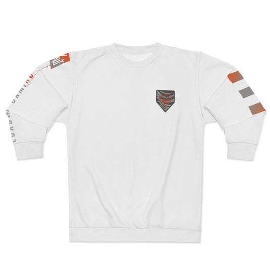 ""Vivid Pursuit:: Luxury Gaming's White & Orange Unisex Sweatshirt"
