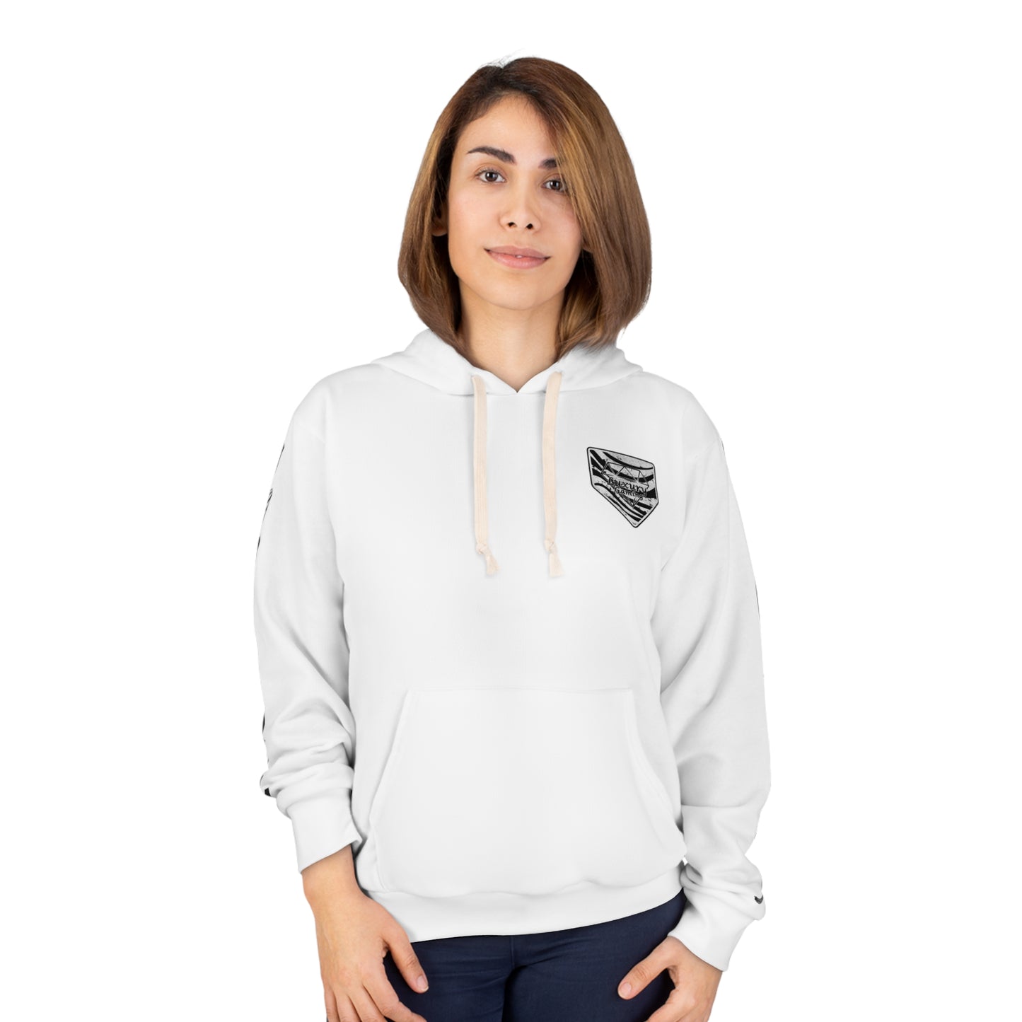 "Pinnacle Pursuit: Luxury Gaming's Black and White Unisex Hoodie"