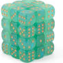 Borealis Light green/gold luminary 12 mm Dice Block (36 dice)