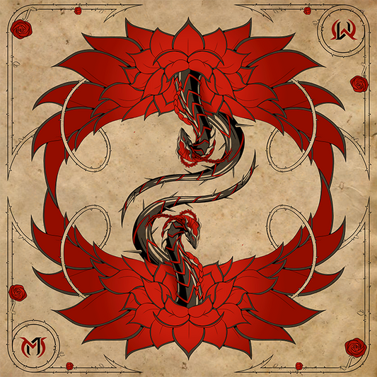 TWO PLAYER "RED ROSE" CLOTH PLAYMAT