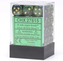 Scarab Jade gold 12 mm Dice Block (36 dice)