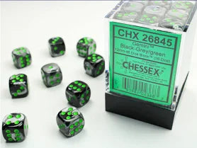 gemini black grey green  12 mm Dice Block (36 dice)