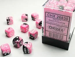 gemini black pink white 12 mm Dice Block (36 dice)